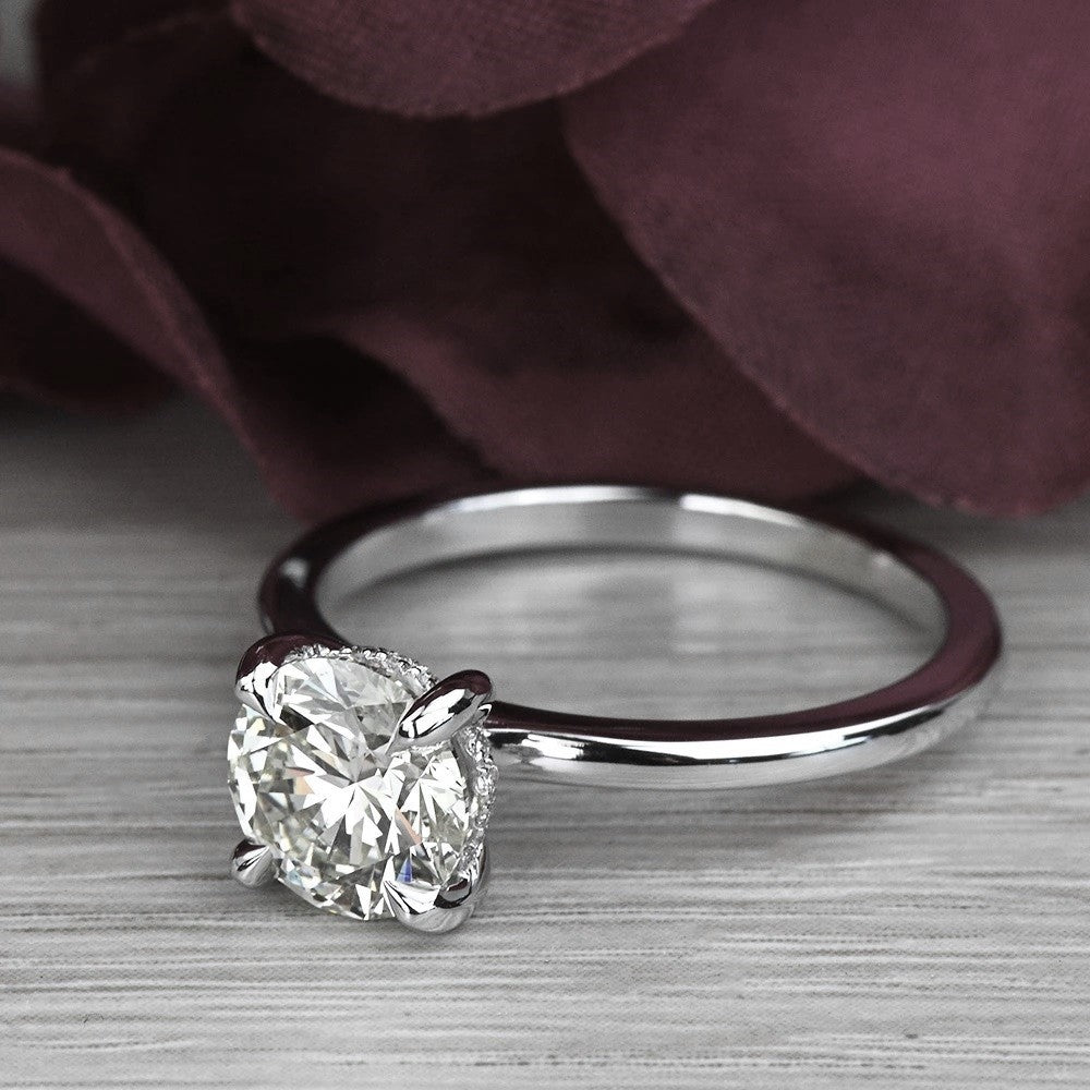 1 Carat Round Diamond Hidden Halo Engagement Ring