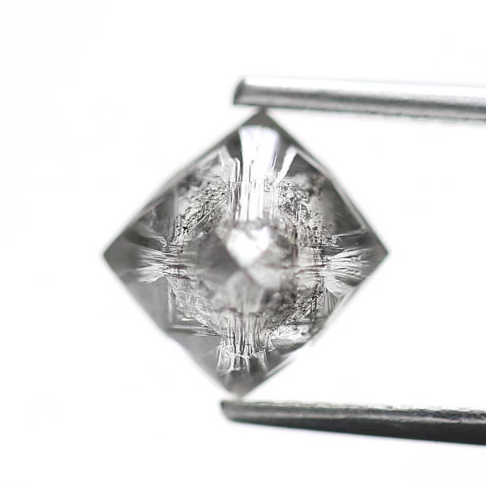 2.50 CT Rough Diamond Natural Fancy Gray Octahedron 8.3 MM