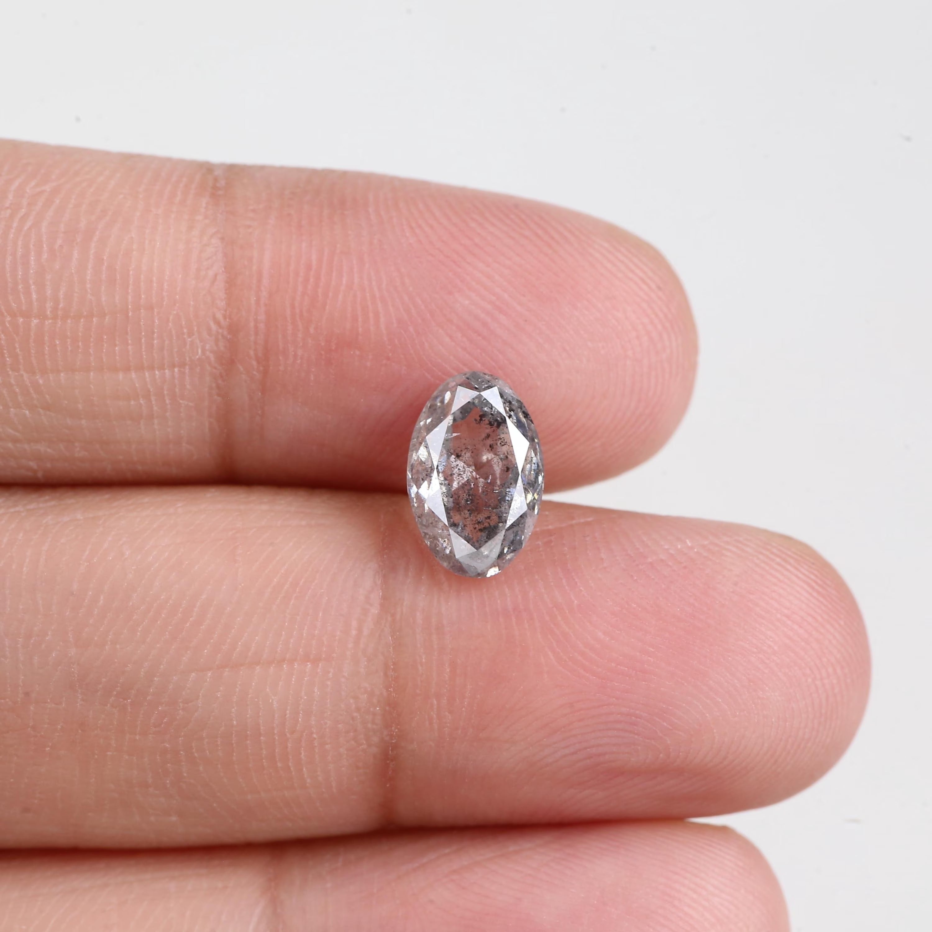 2.25 Carat Natural Oval Salt and Pepper Diamond 9.70 MM
