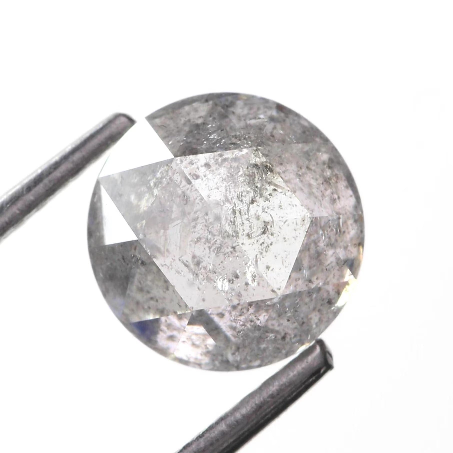 2 Ct Round Rose cut Salt and Pepper Diamond 7.4 MM