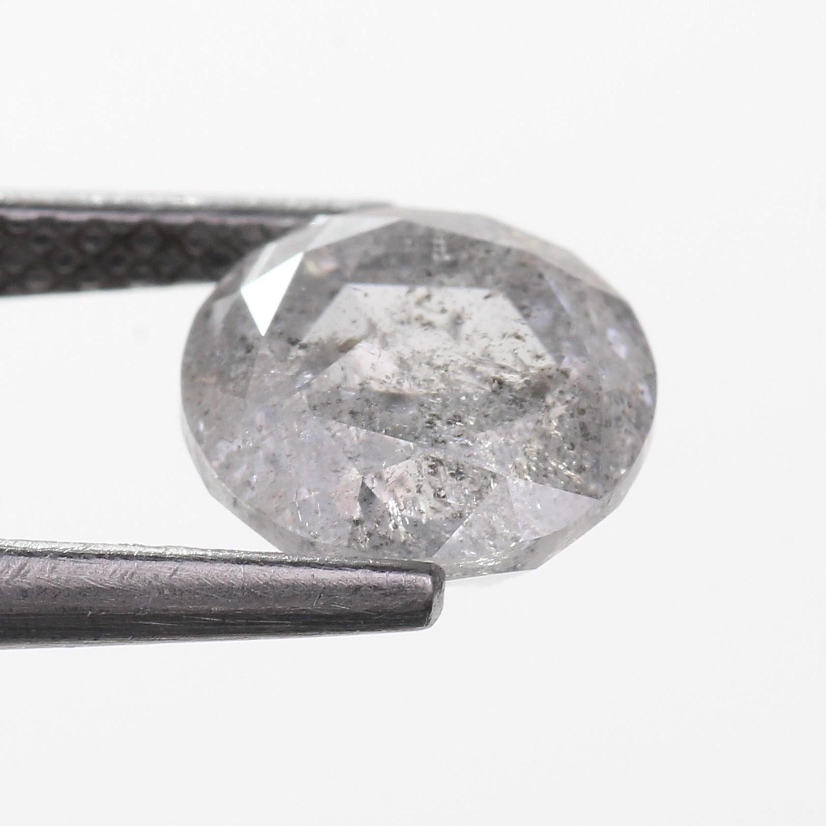 2 Ct Round Rose cut Salt and Pepper Diamond 7.4 MM
