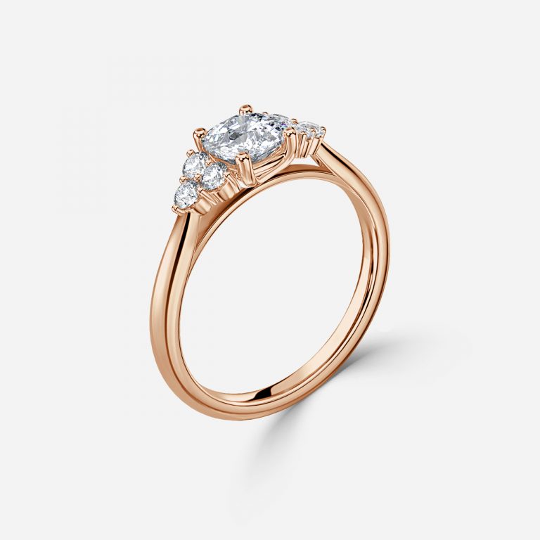 Nika Cushion Cluster Engagement Ring 14K / 18K Solid Gold
