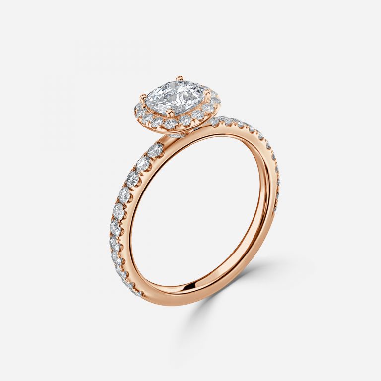 Killian Cushion Halo Engagement Ring 14K / 18K Solid Gold