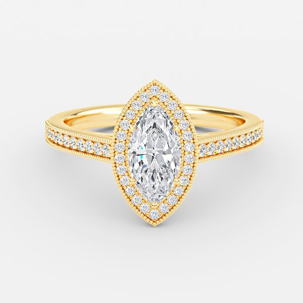 Flswin Marquise Halo Engagement Ring 14K / 18K Solid Gold