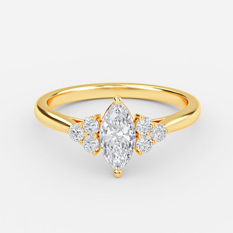 Nika Marquise Cluster Engagement Ring 14K / 18K Solid Gold