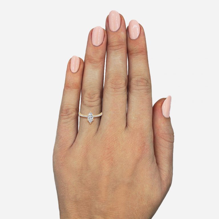 Vinston Marquise Diamond Band Engagement Ring 14K / 18K Solid Gold
