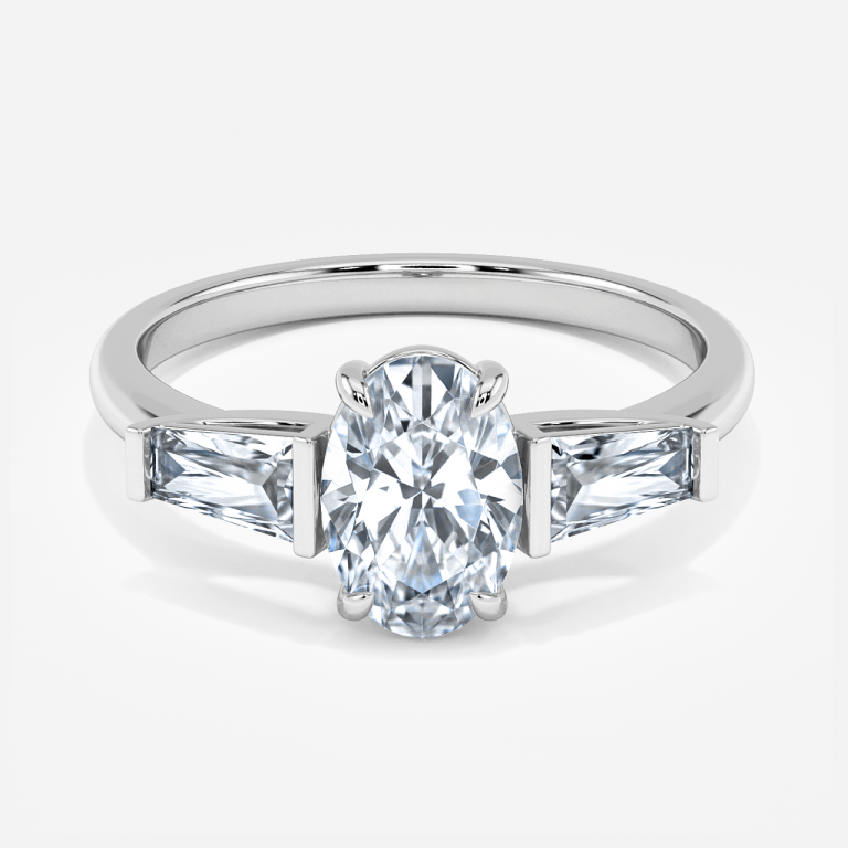 Jeraldine Oval Three Stone Engagement Ring 14K / 18K Solid Gold