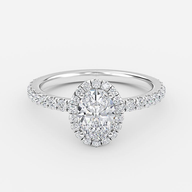 Killian Oval Halo Engagement Ring 14K / 18K Solid Gold