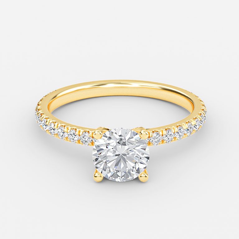 Jose Round Unique Diamond Engagement Ring 14K / 18K Solid Gold