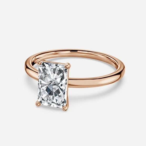 Deltic Radiant Solitaire Engagement Ring 14K / 18K Solid Gold
