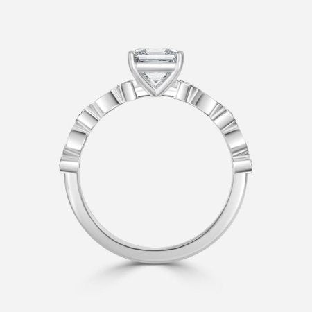 Trine Round Unique Diamond Engagement Ring 14K / 18K Solid Gold