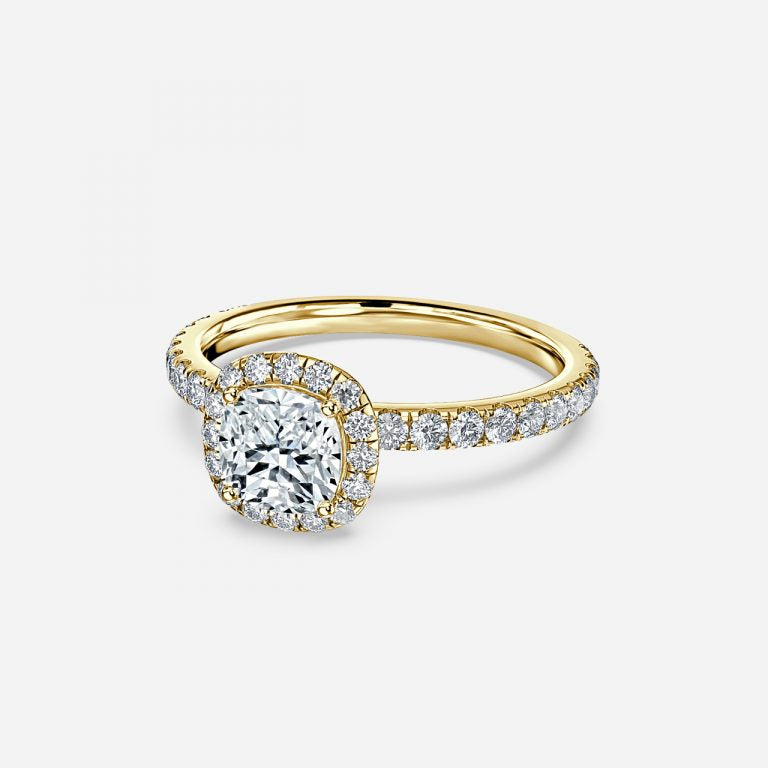 Killian Cushion Halo Engagement Ring 14K / 18K Solid Gold