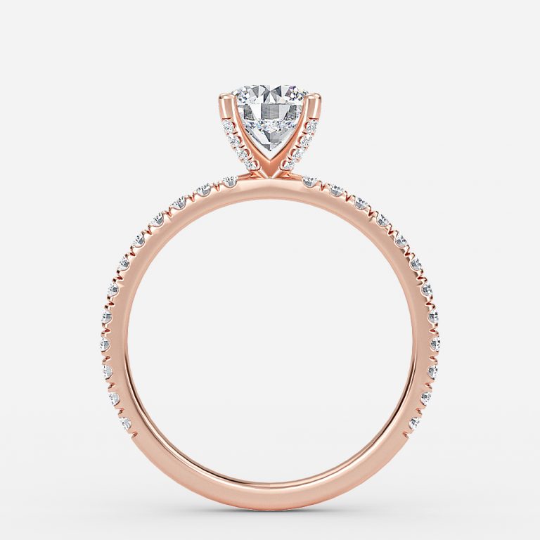 Jose Round Unique Diamond Engagement Ring 14K / 18K Solid Gold