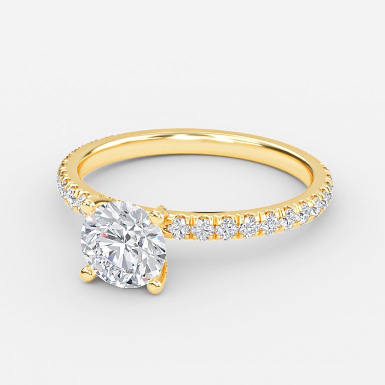 Jose Round Unique Diamond Engagement Ring 14K / 18K Solid Gold