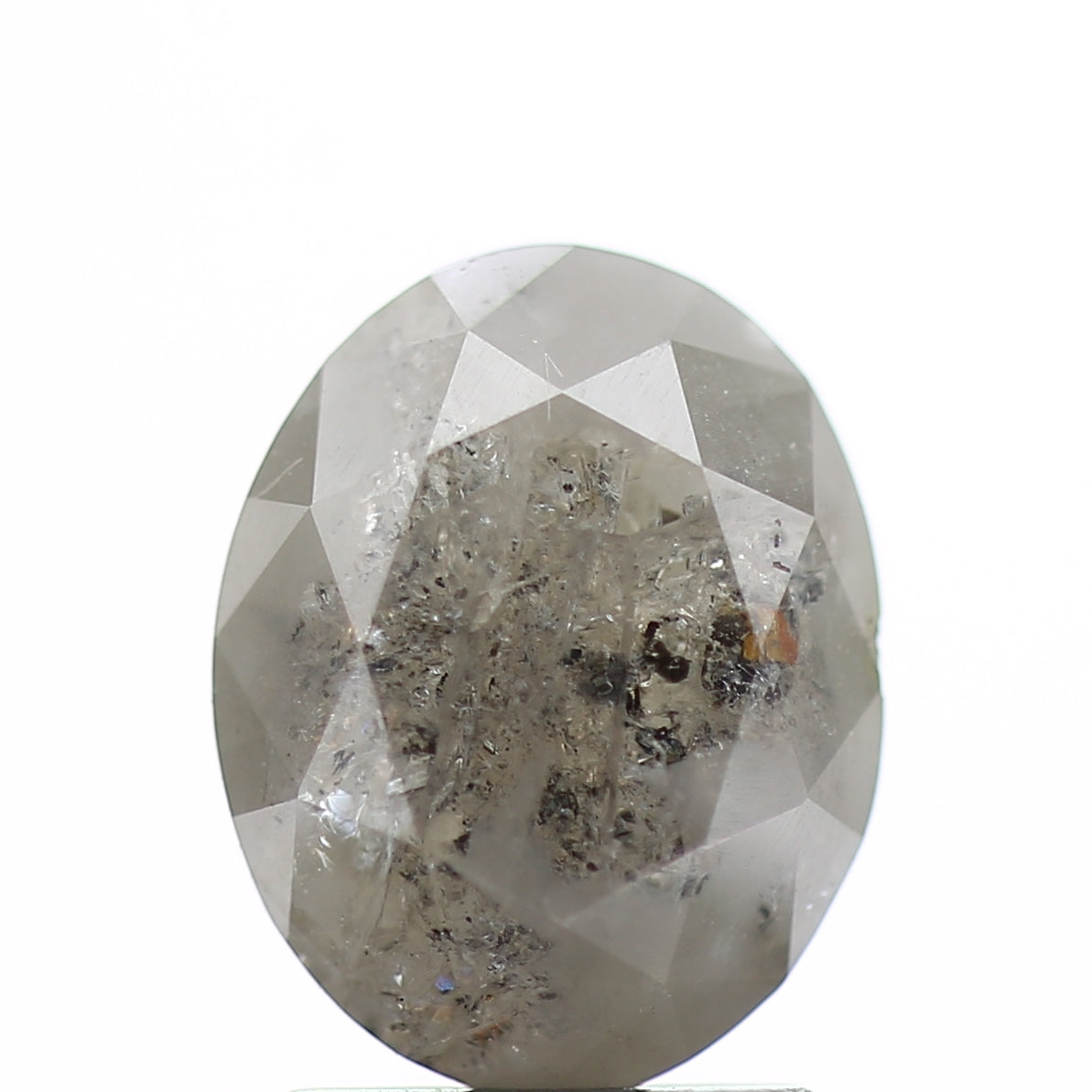 2.01 Carat Oval Brilliant Salt and Pepper Diamond 8 mm