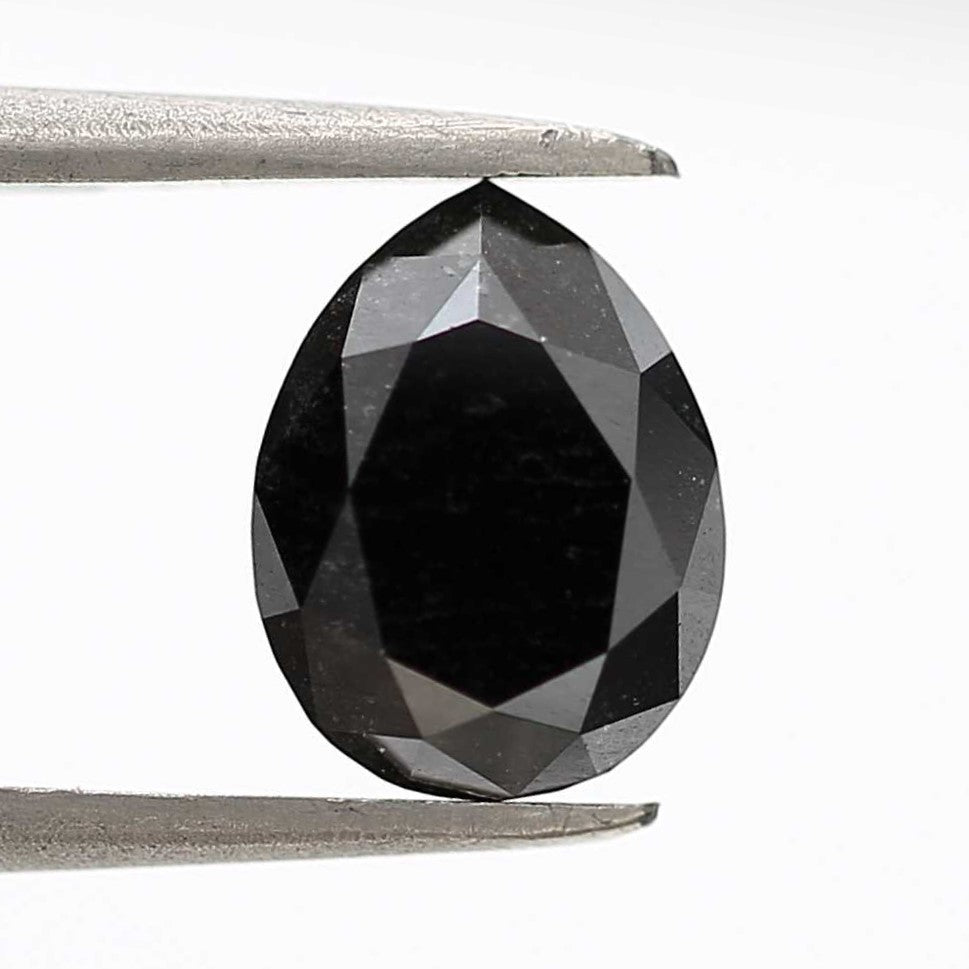 2.02 Carat Double Cut Natural Pear Loose Black Diamond