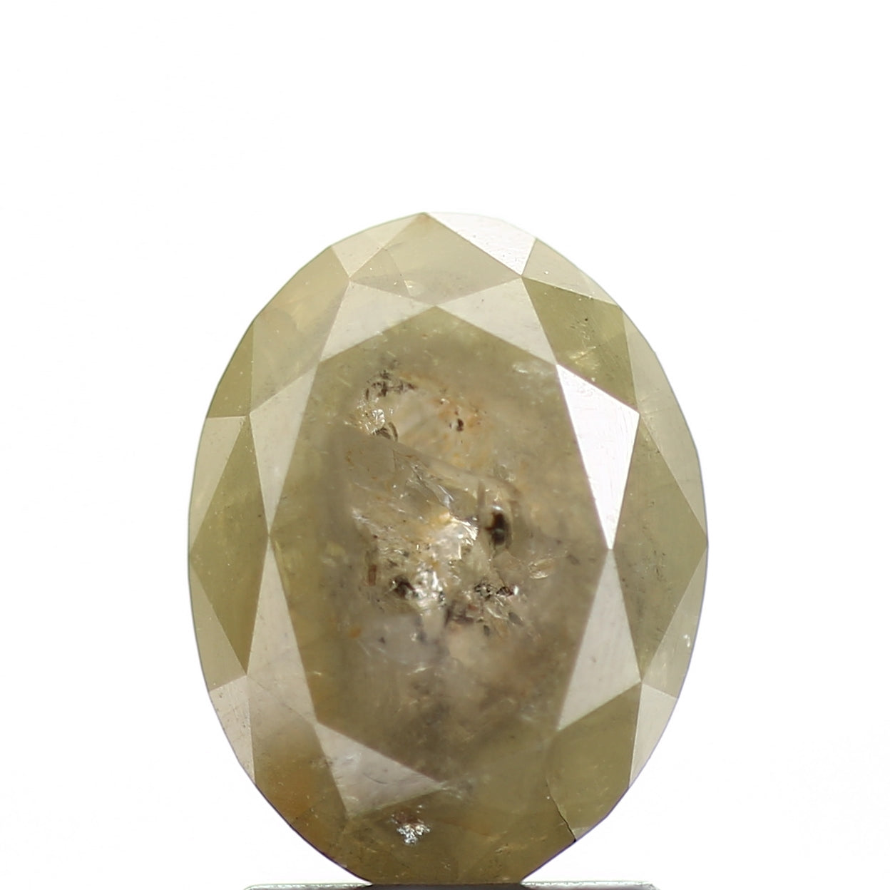 2.04 Carat Natural Green Yellow Oval Cut Diamond 9 MM