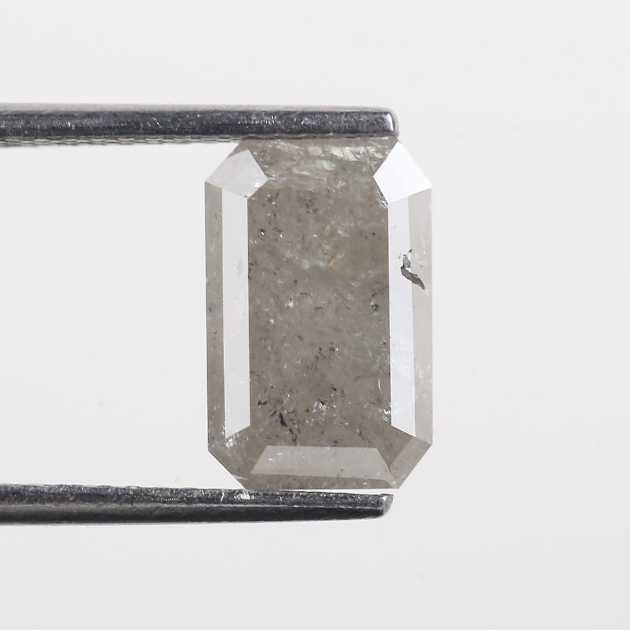 2.07 Carat Grey Emerald Cut Natural Salt And Pepper Diamond 10 MM