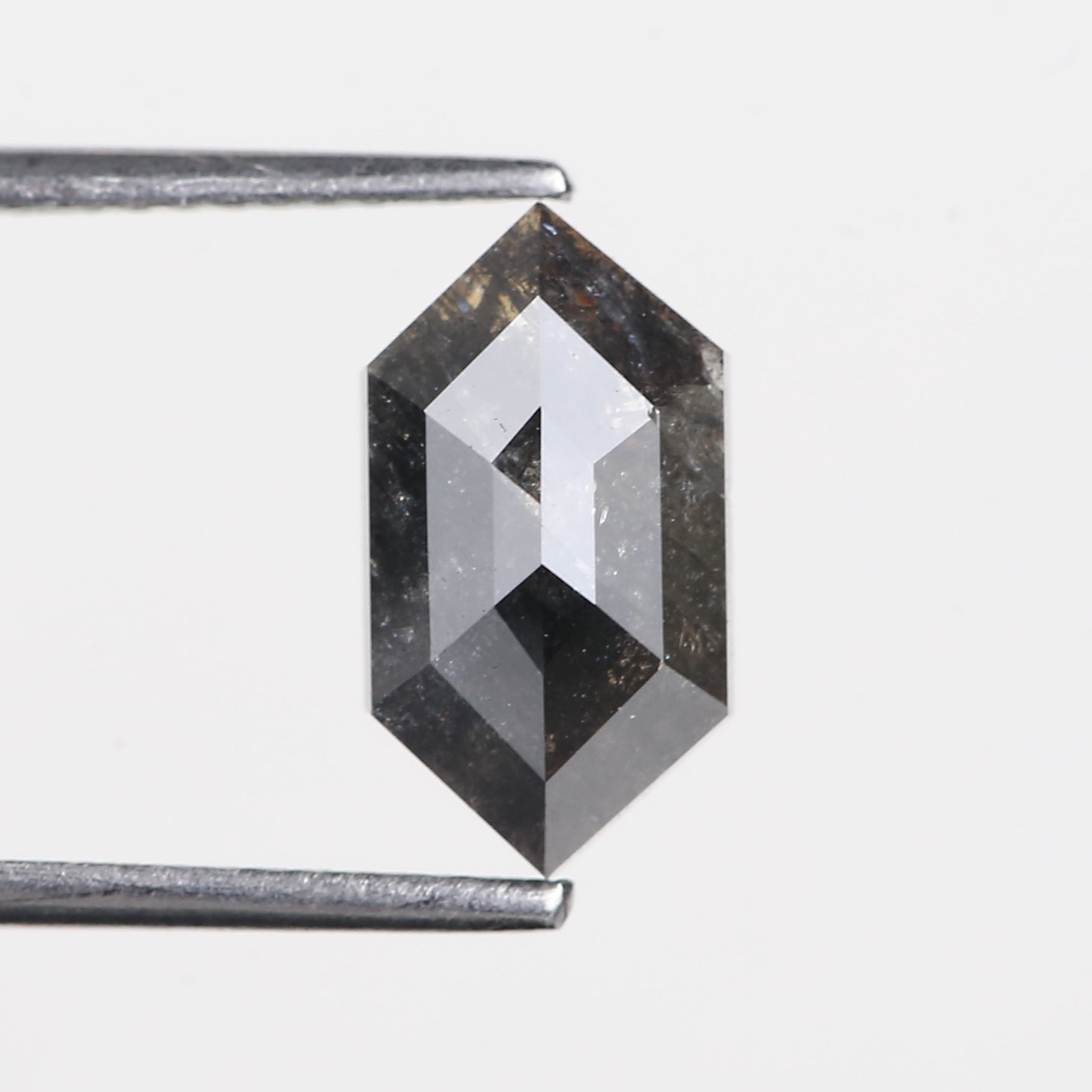 2.18 Carat Natural Salt And Pepper Hexagon Cut Black Grey Diamond 11.44 MM