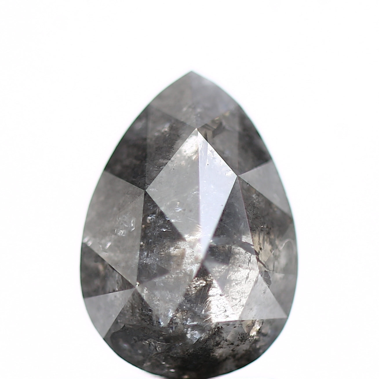 2.28 Carat Dark Salt and Pepper Diamond Pear 10.10 MM