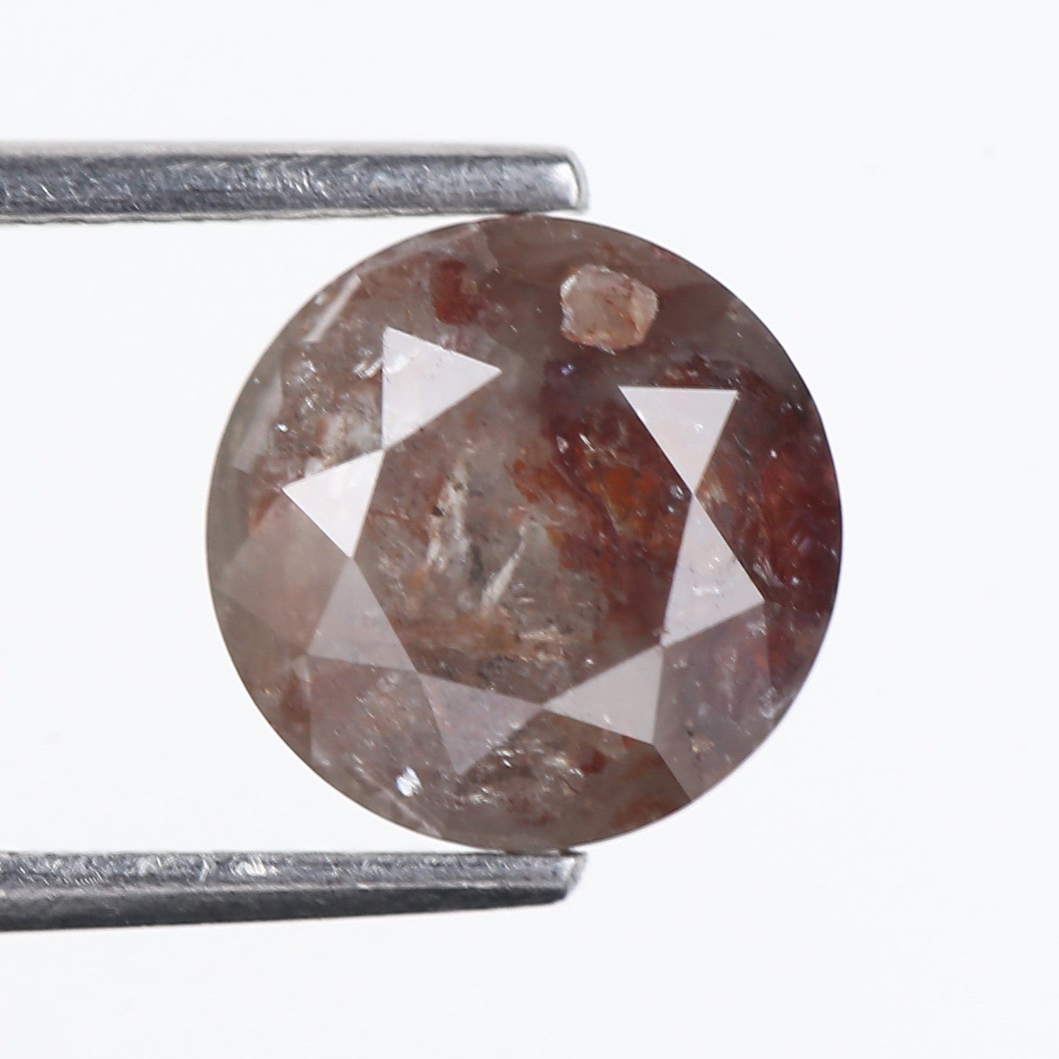 2.39 Carat Natural Round Gray Red Salt and Pepper Diamond 8.01 MM