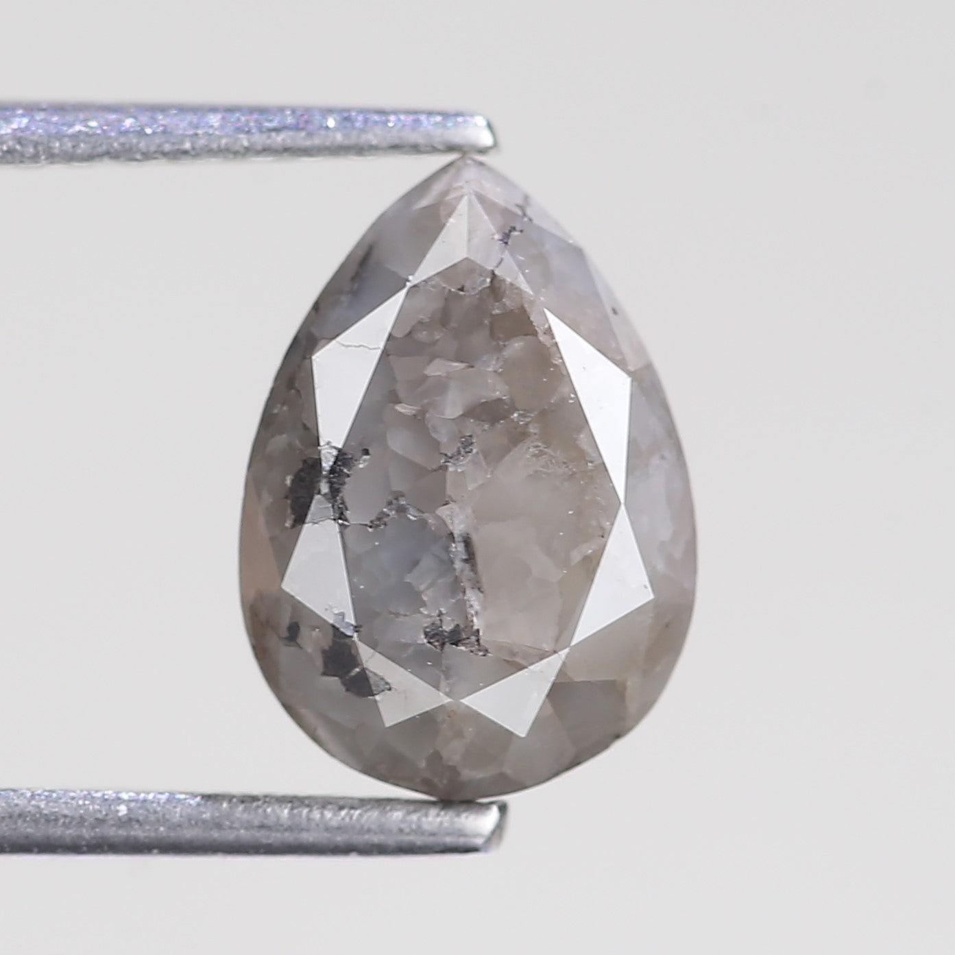 2.40 Carat Natural Salt And Pepper Pear Raw Diamond 10.12 MM