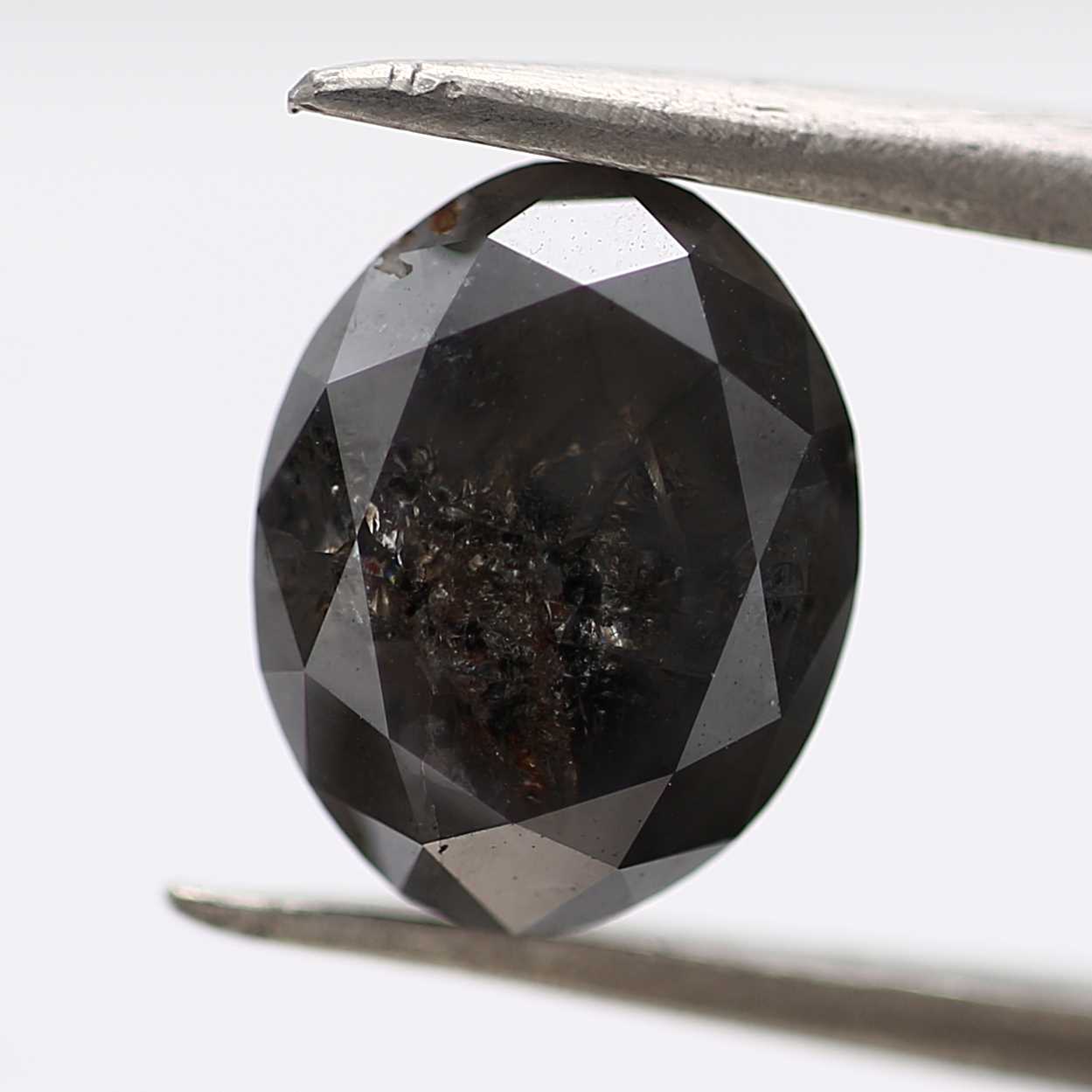 2.53 carat salt and pepper diamond oval cut