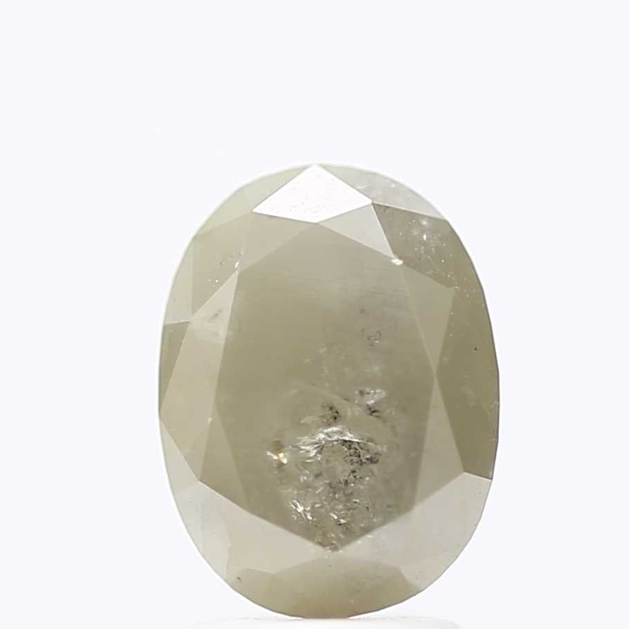 2.73 Carat Gray Oval Cut Rustic Natural Diamond 9.6 MM