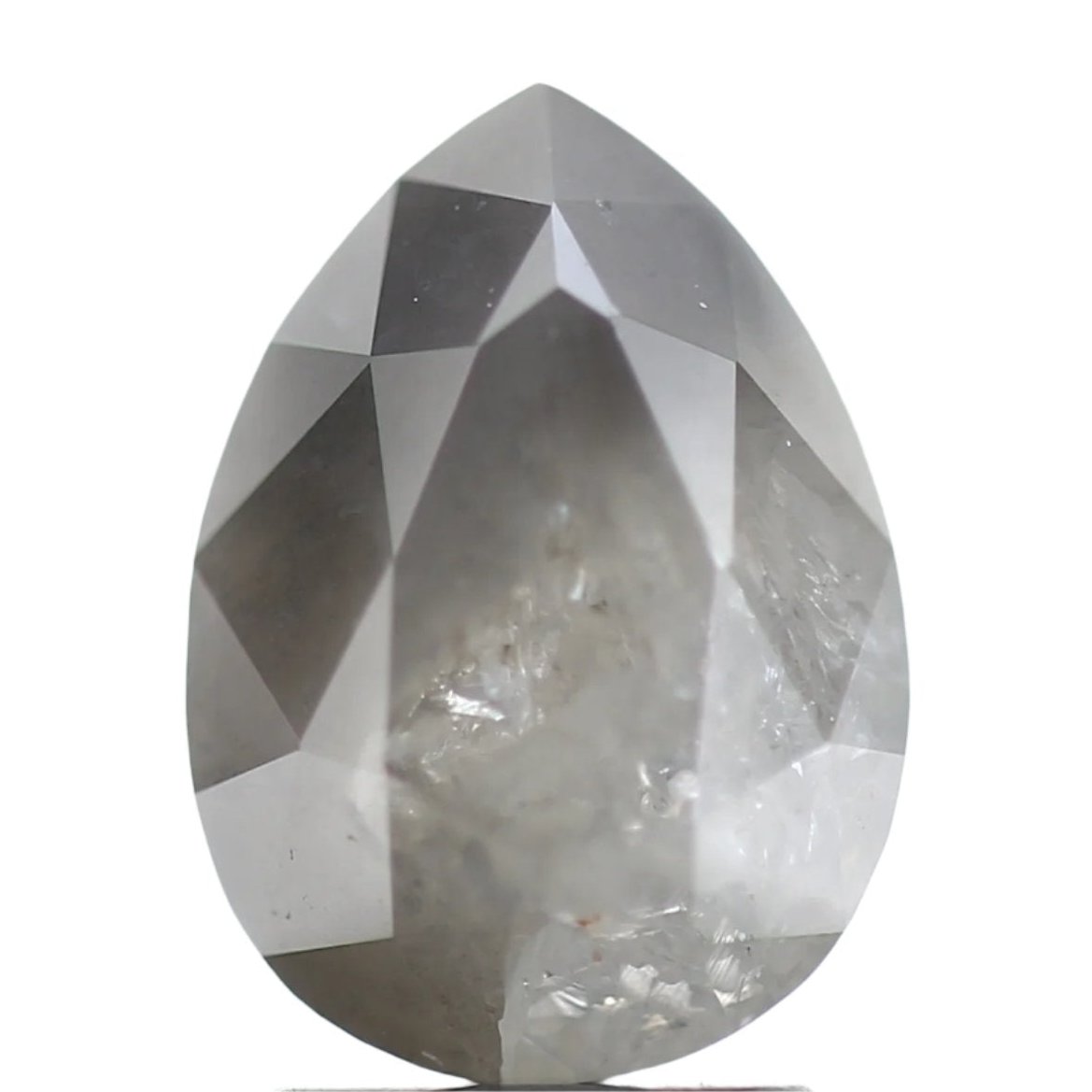 2.75 Carat Pear Salt and Pepper Gray Diamond 10.30 MM USA