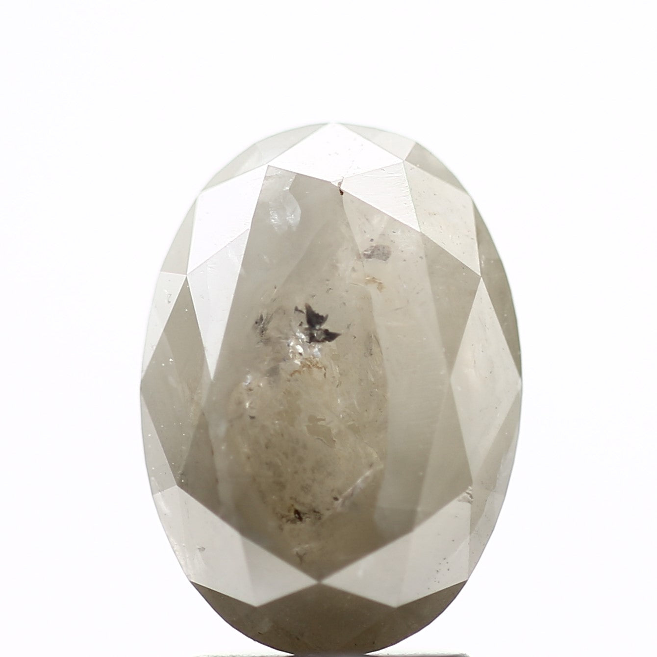 2.78 Carat Natural Milky Gray Oval Salt Pepper Diamond 10.5 mm