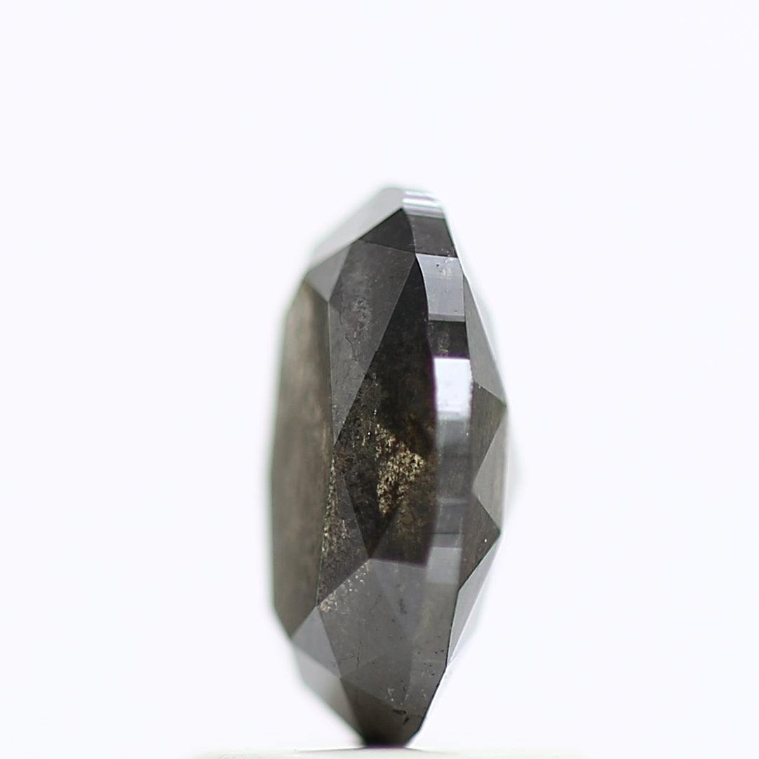 1.11 Carat Black Oval Rose Cut Diamond Salt & Pepper Diamond 7.71 MM