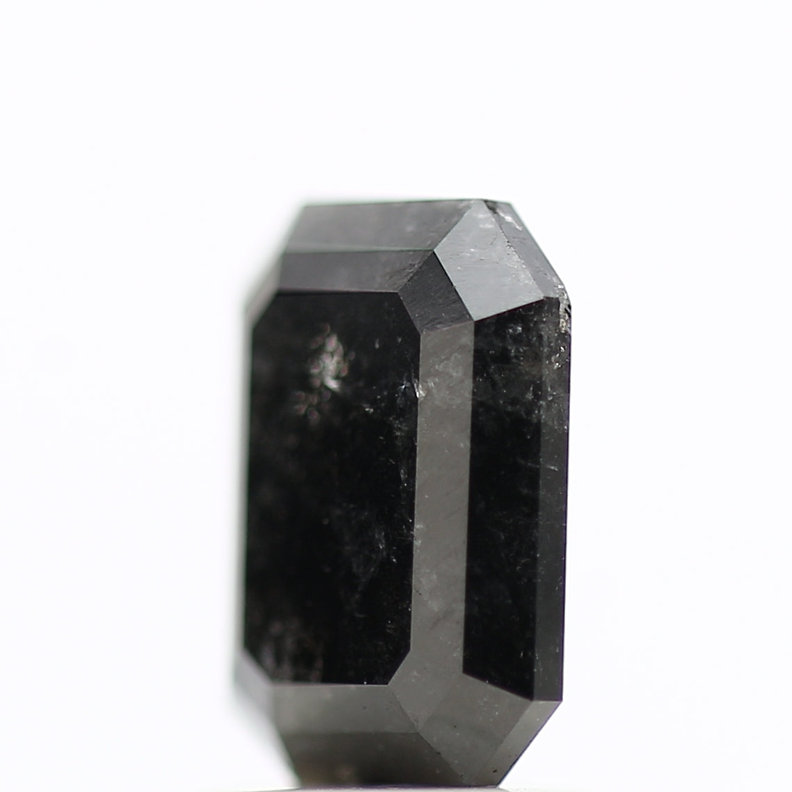 1.81 Ct Natural Color Emerald Cut Black Salt and Pepper Diamond 8.05 MM