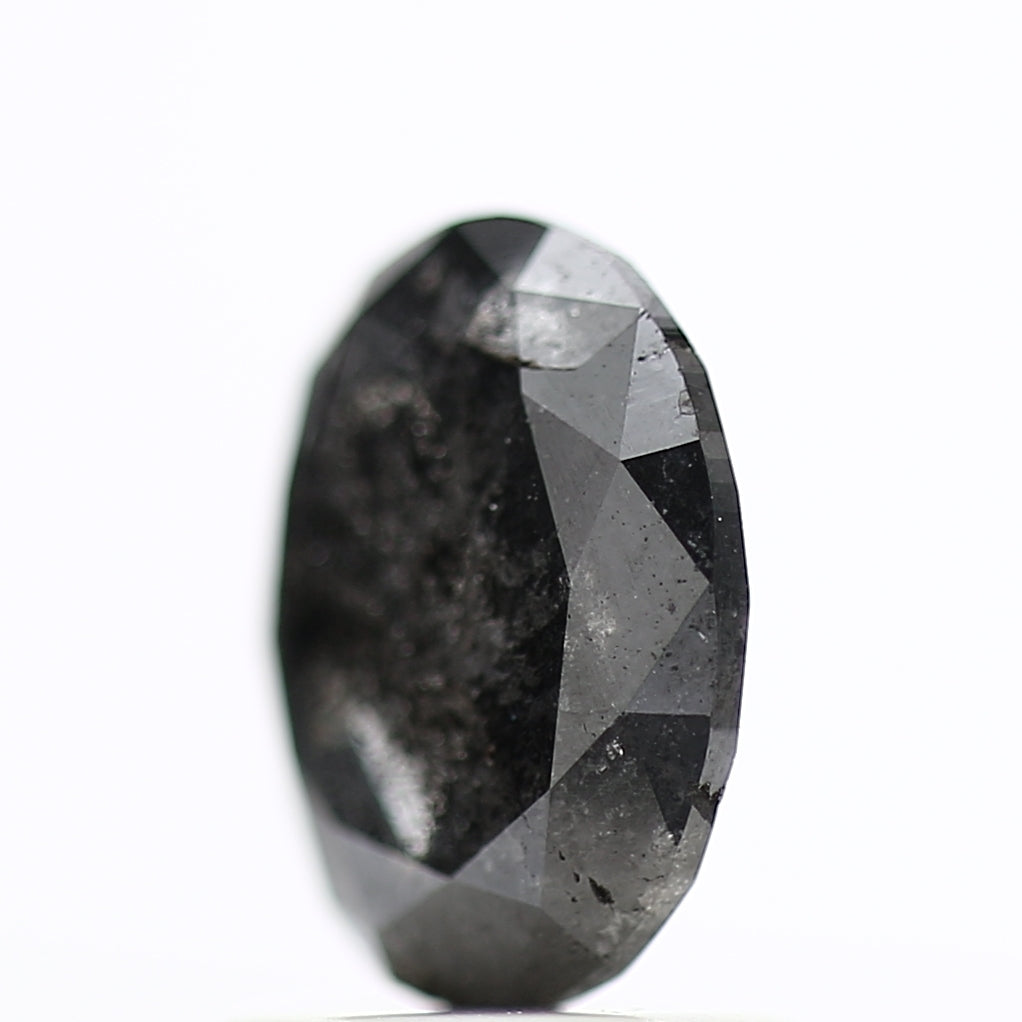 1.17 Carat Rose Cut Salt and Pepper Diamond Oval Fancy Gray Diamond 7.67 MM