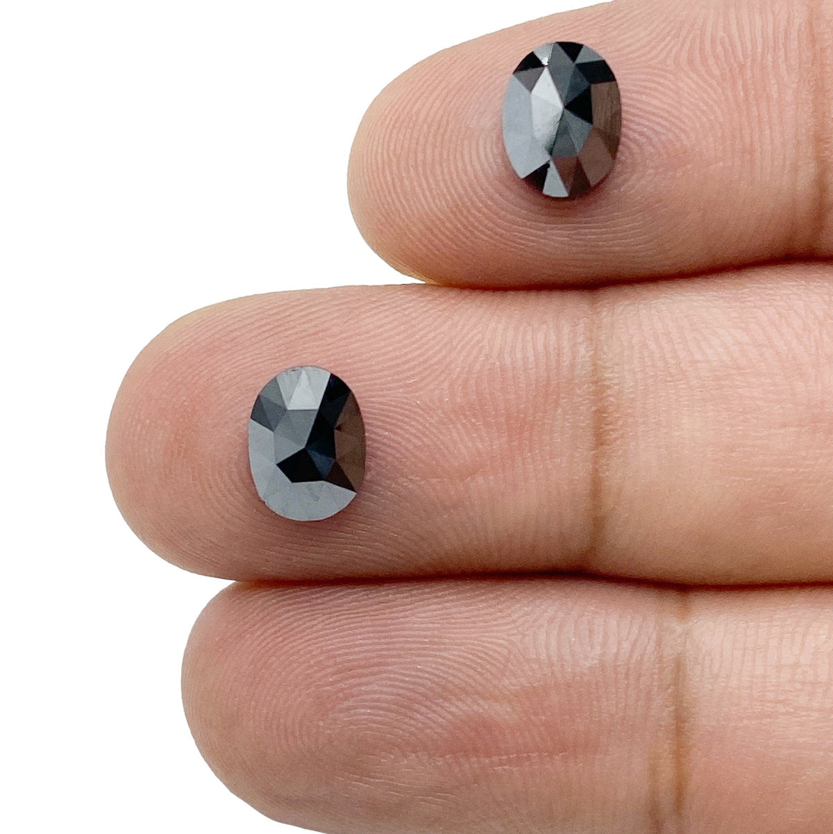 3 Carat Black Oval Shape Rosecut Diamond Matched Pair