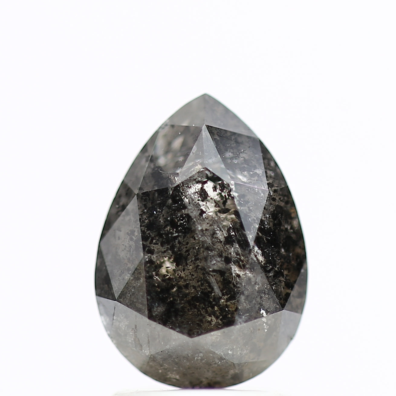 2.02 Carat Salt & Pepper Pear Diamond Double Cut Diamond 9.38 MM