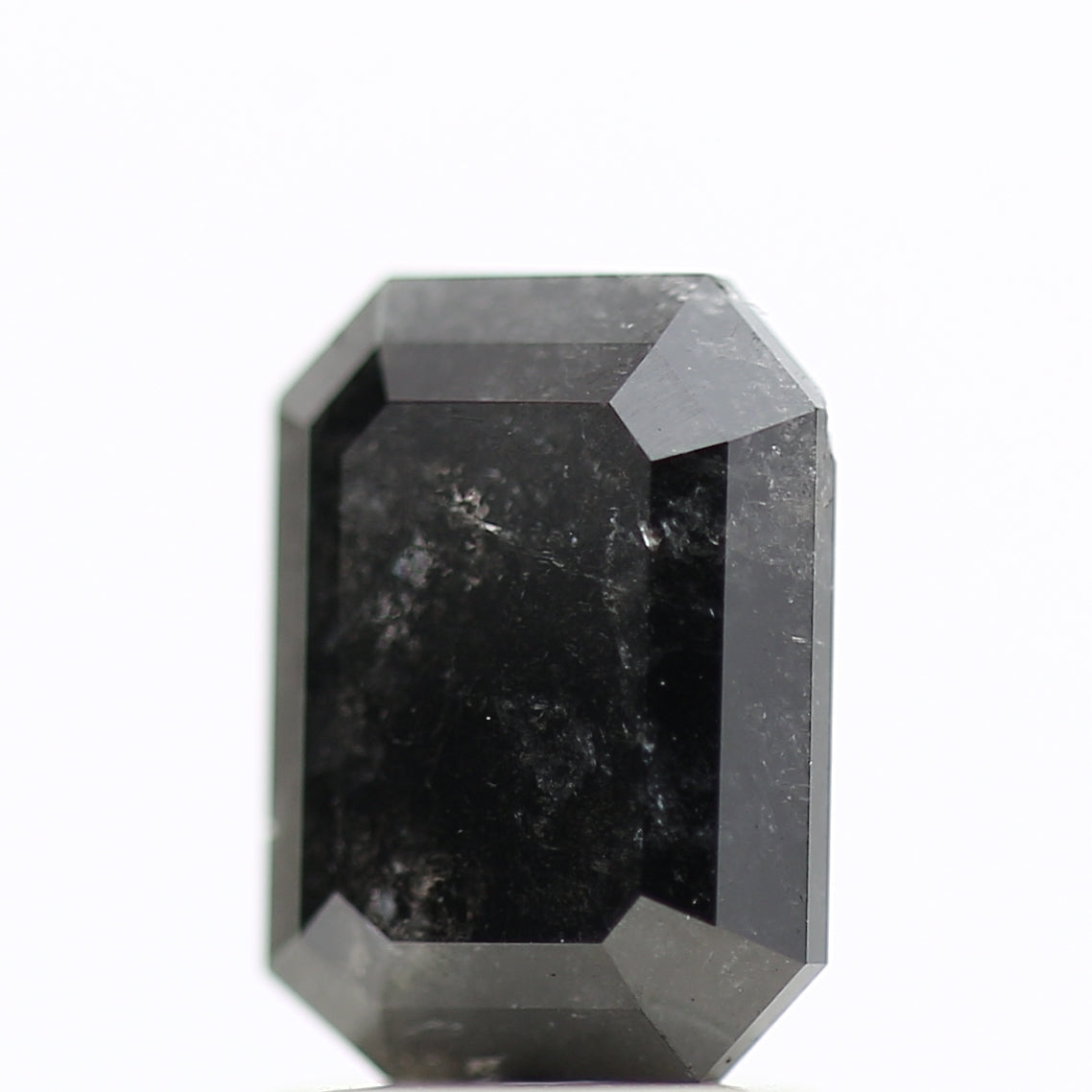 1.81 Ct Natural Color Emerald Cut Black Salt and Pepper Diamond 8.05 MM