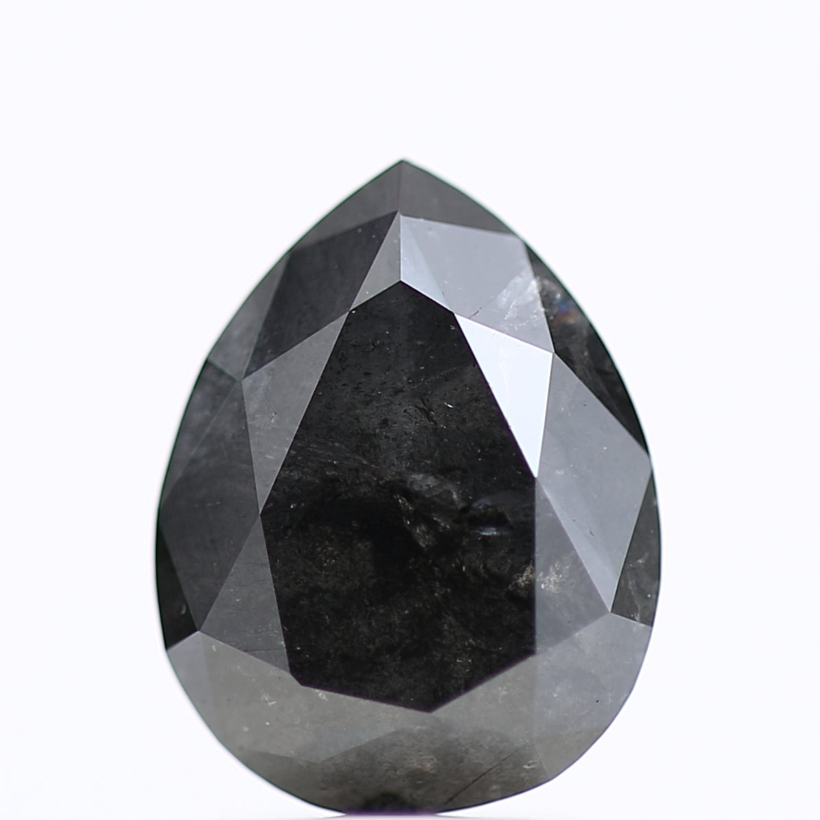1.84 Carat Gray Black Salt and Pepper Pear Diamond 9.16 MM