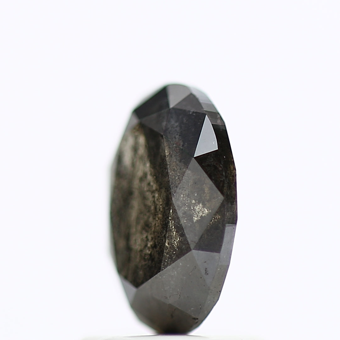 1.11 Carat Black Oval Rose Cut Diamond Salt & Pepper Diamond 7.71 MM