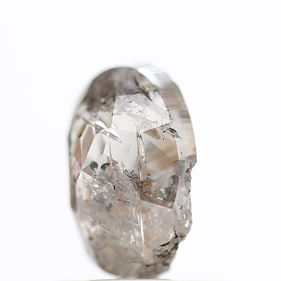 1 Ct Salt and Pepper Diamond Oval Natural Rose Cut 7.13 MM