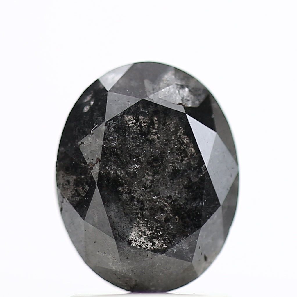 1.17 Carat Rose Cut Salt and Pepper Diamond Oval Fancy Gray Diamond 7.67 MM