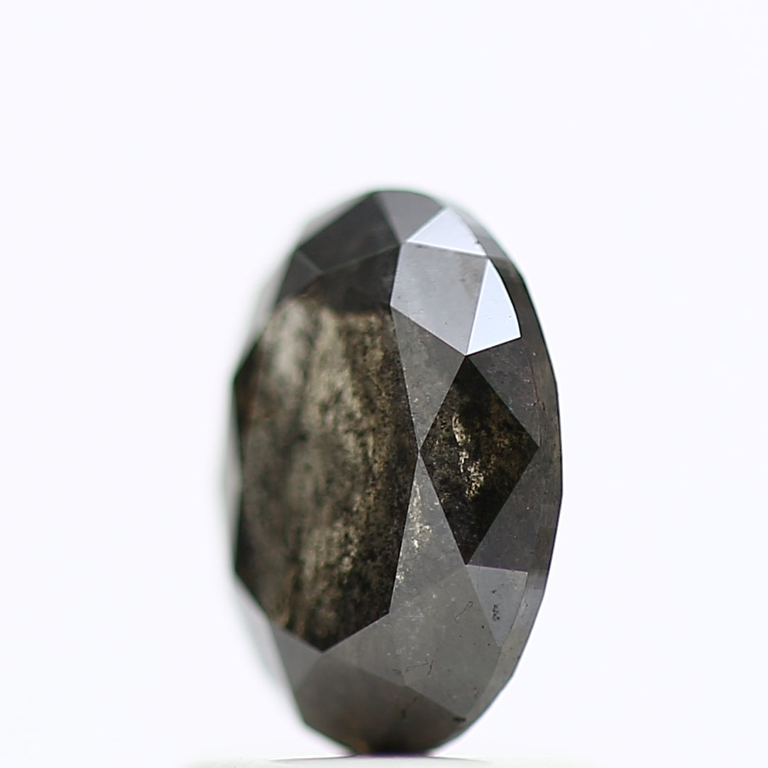 1.11 Carat Black Oval Rose Cut Diamond Salt & Pepper Diamond 7.71 MM