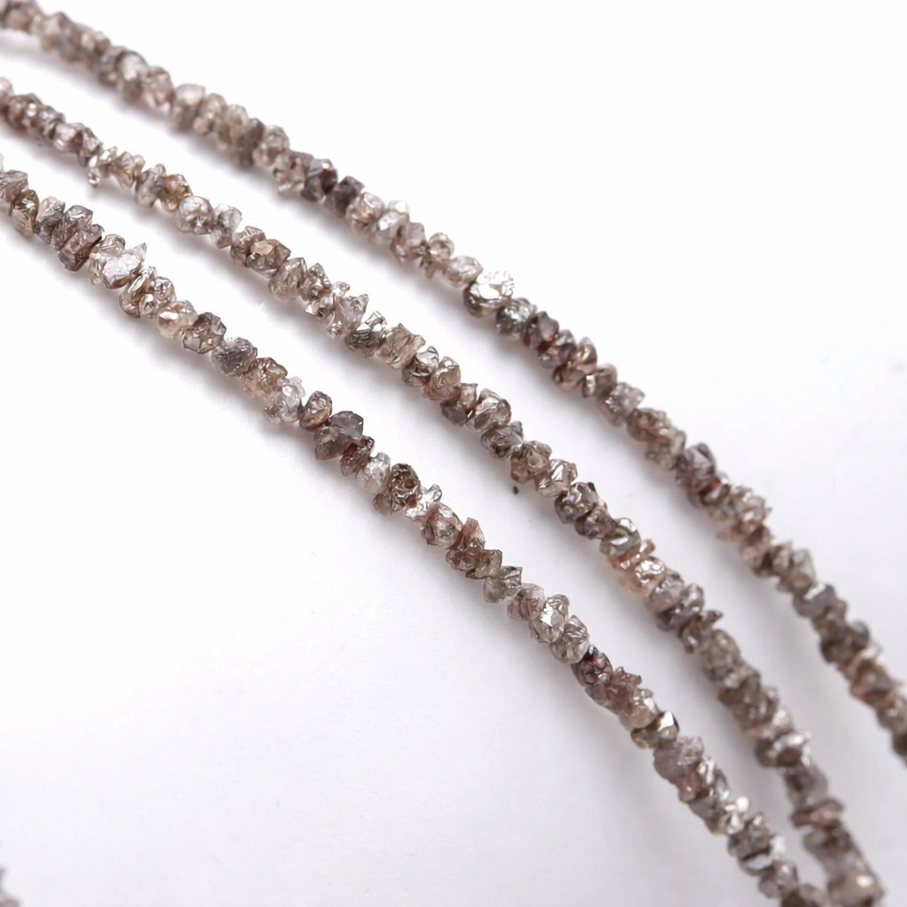 AAA+ Champagne Natural Rough Uncut Diamond Strand Beads 2-3mm