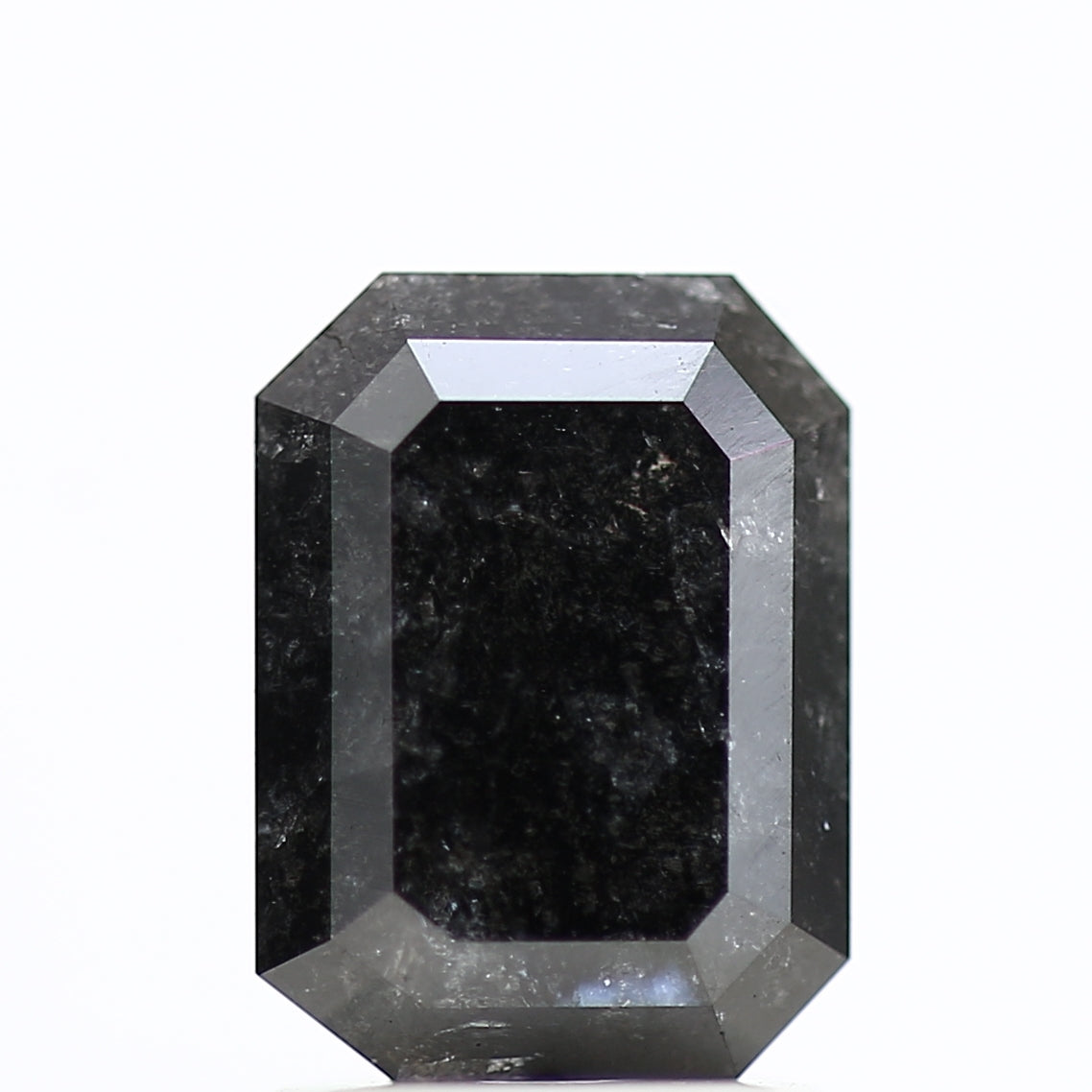 1.81 Ct Natural Color Emerald Cut Black Salt and Pepper Diamond 8.05 MM