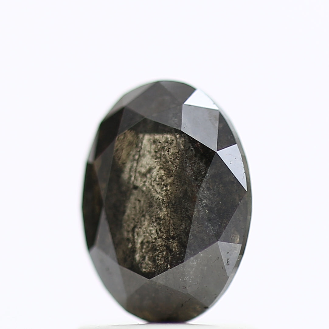 1.11 Carat Black Oval Rose Cut Diamond Salt & Pepper Diamond 7.71 MM