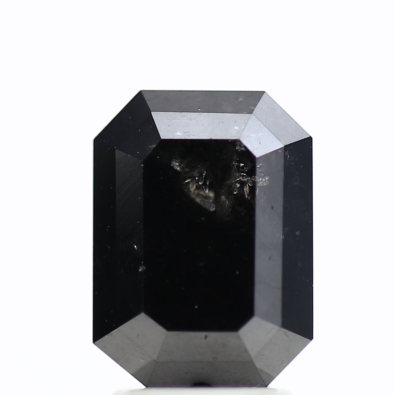 3 Ct Black Emerald Cut Diamond Natural Salt and Pepper Diamond 9.42 MM