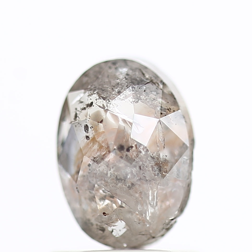 1 Ct Salt and Pepper Diamond Oval Natural Rose Cut 7.13 MM