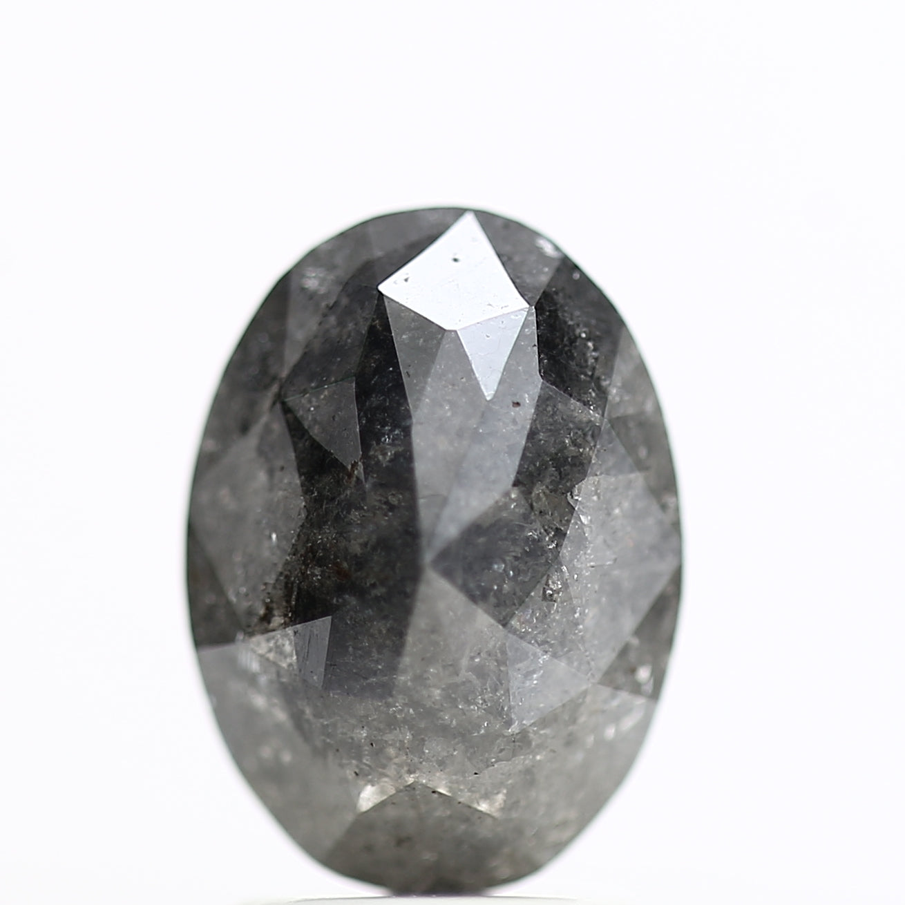 2.21 Carat Fancy Grey Salt and Pepper Oval Diamond 9.54 MM