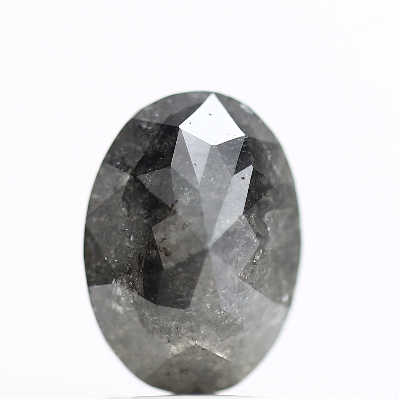 2.21 Carat Fancy Grey Salt and Pepper Oval Diamond 9.54 MM