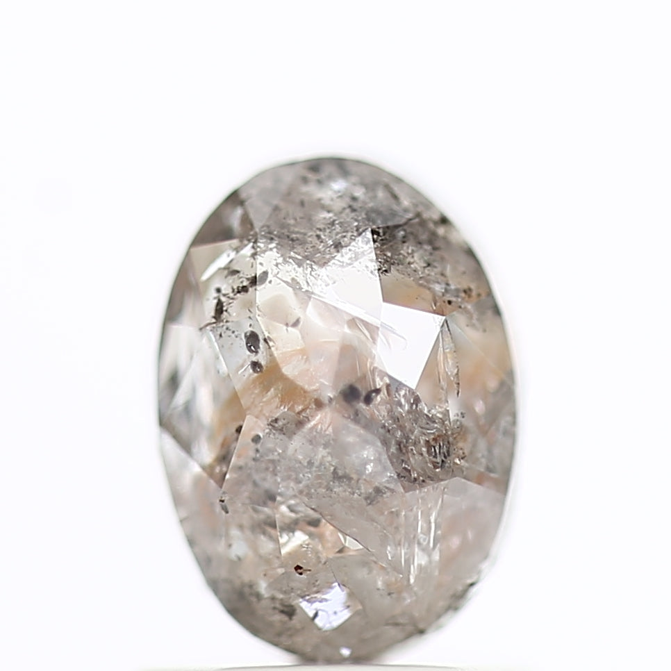 1 Ct Salt and Pepper Diamond Oval Natural Rose Cut 7.13 MM