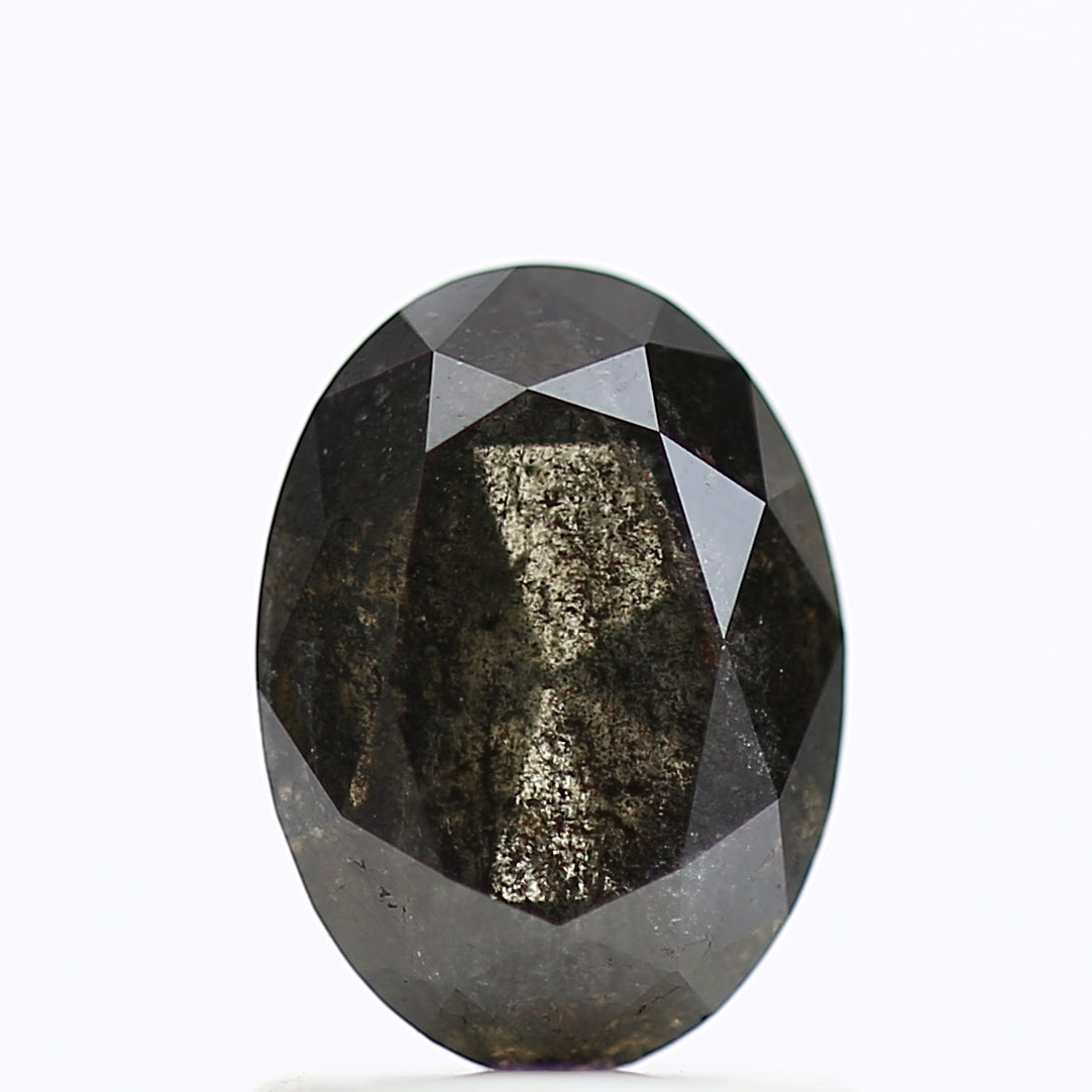 1.11 Carat Black Oval Rose Cut Diamond Salt & Pepper Diamond 7.71 MM